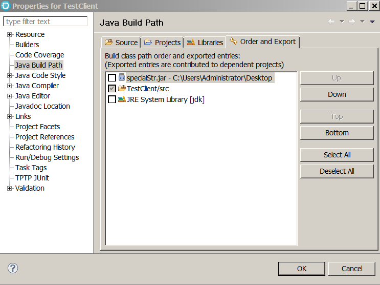 Modified class loading order in Eclipse build path